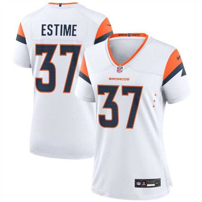 Womens Denver Broncos #37 Audric Estime White 2024 Football Stitched Jersey Dzhi